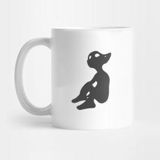 Curious Alien / Elf with pointy ears looks up (dark grey version) - ORENOB logo Mug